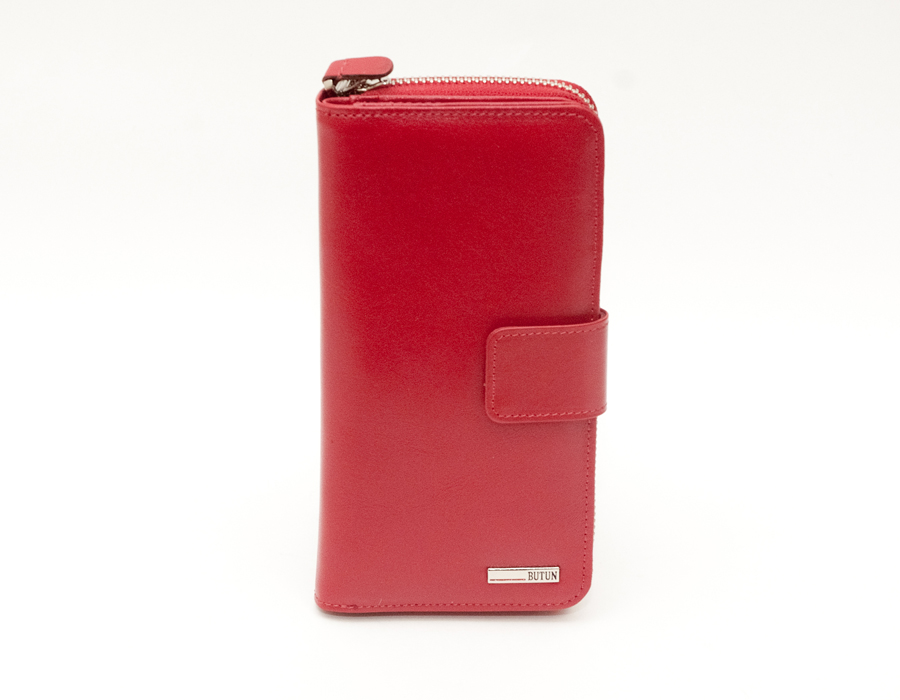 Красный кошелек из натуральный кожи