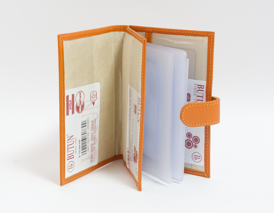 Оранжевая обложка для паспорта и авто-документов с застежкой