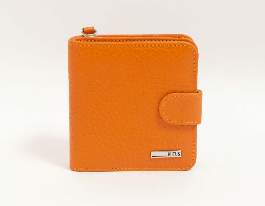 Оранжевый компактный кошелек из кожи