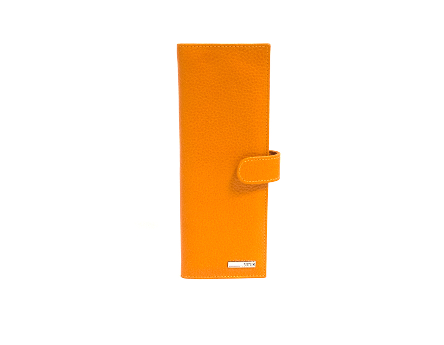 Оранжевая двойная визитница из натуральной кожи 40 карт