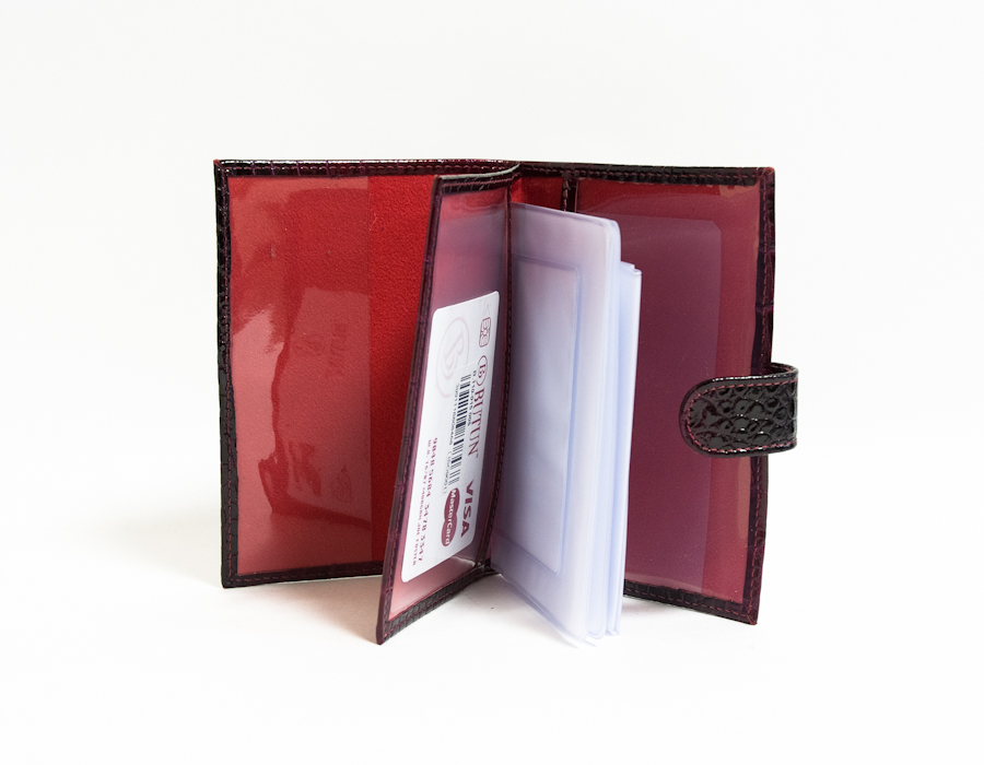 Вишнёво-чёрная обложка для паспорта+авто-документов с застежкой