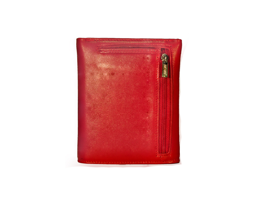 Компактный красный кожаный кошелек